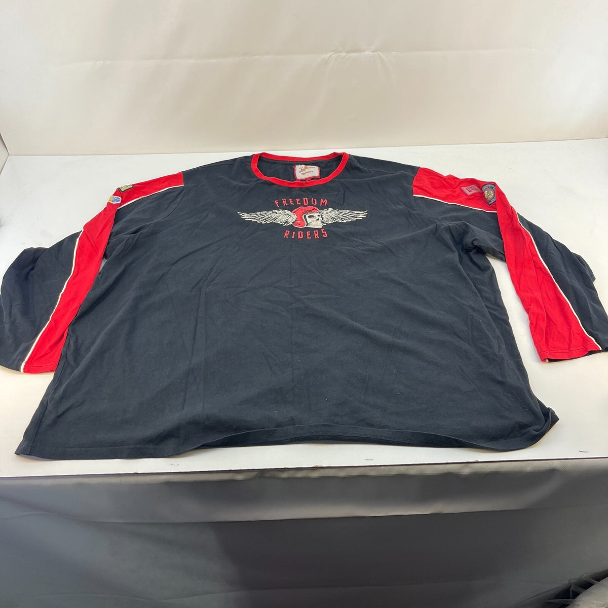 Joe Browns Biker T-shirt Mens Black/Red size 6XL Crew Neck Long Sleeve Cotton
