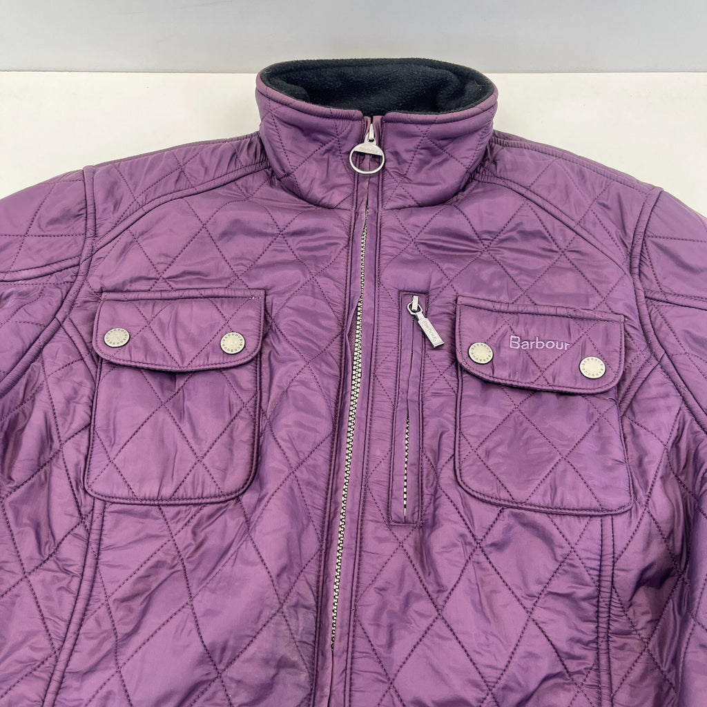 Barbour International Women's Quilted Jacket in Purple size 14 Fleece Lined