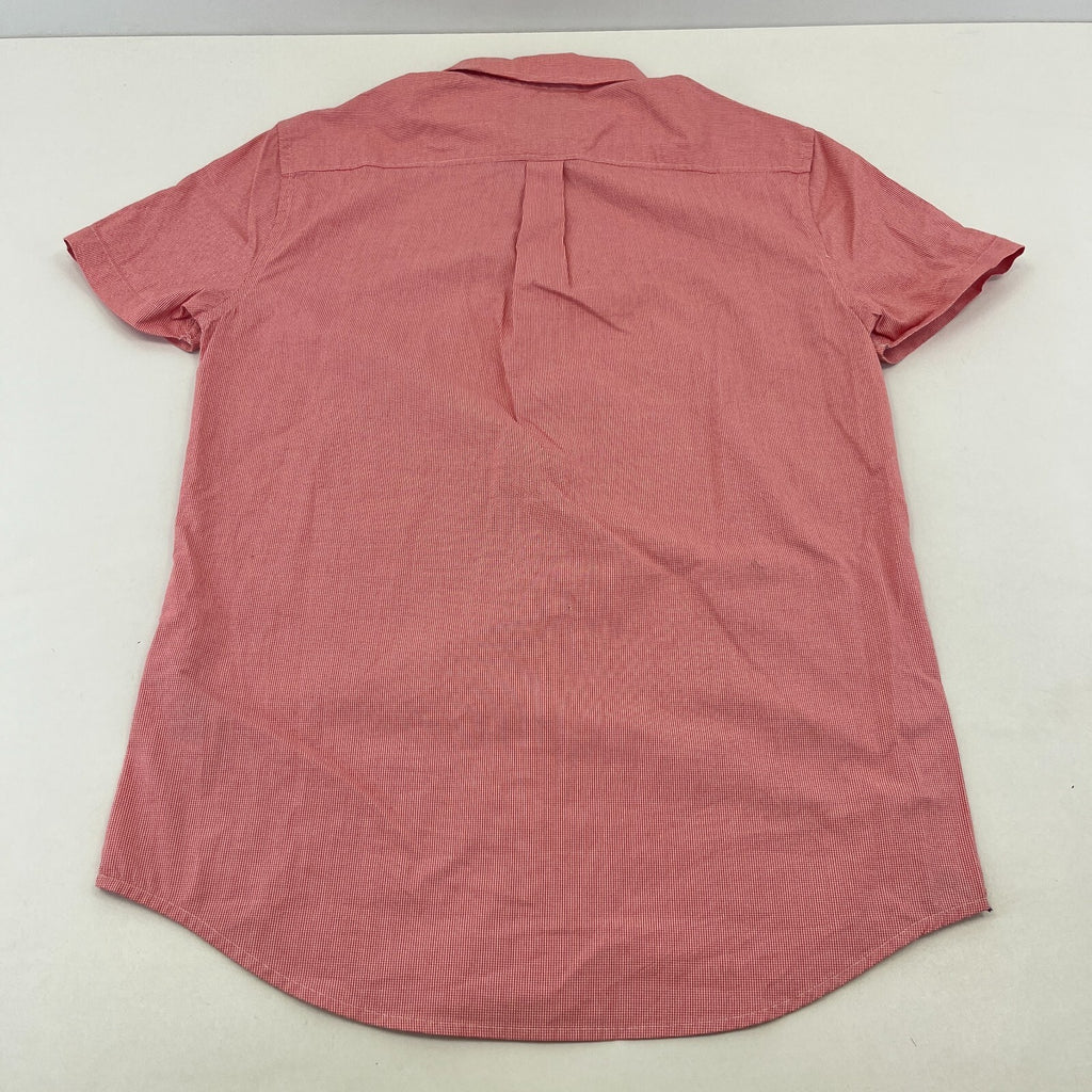 SuperDry Ultimate Oxford Shirt in Red Micro Houndstooth Short Sleeve size Small