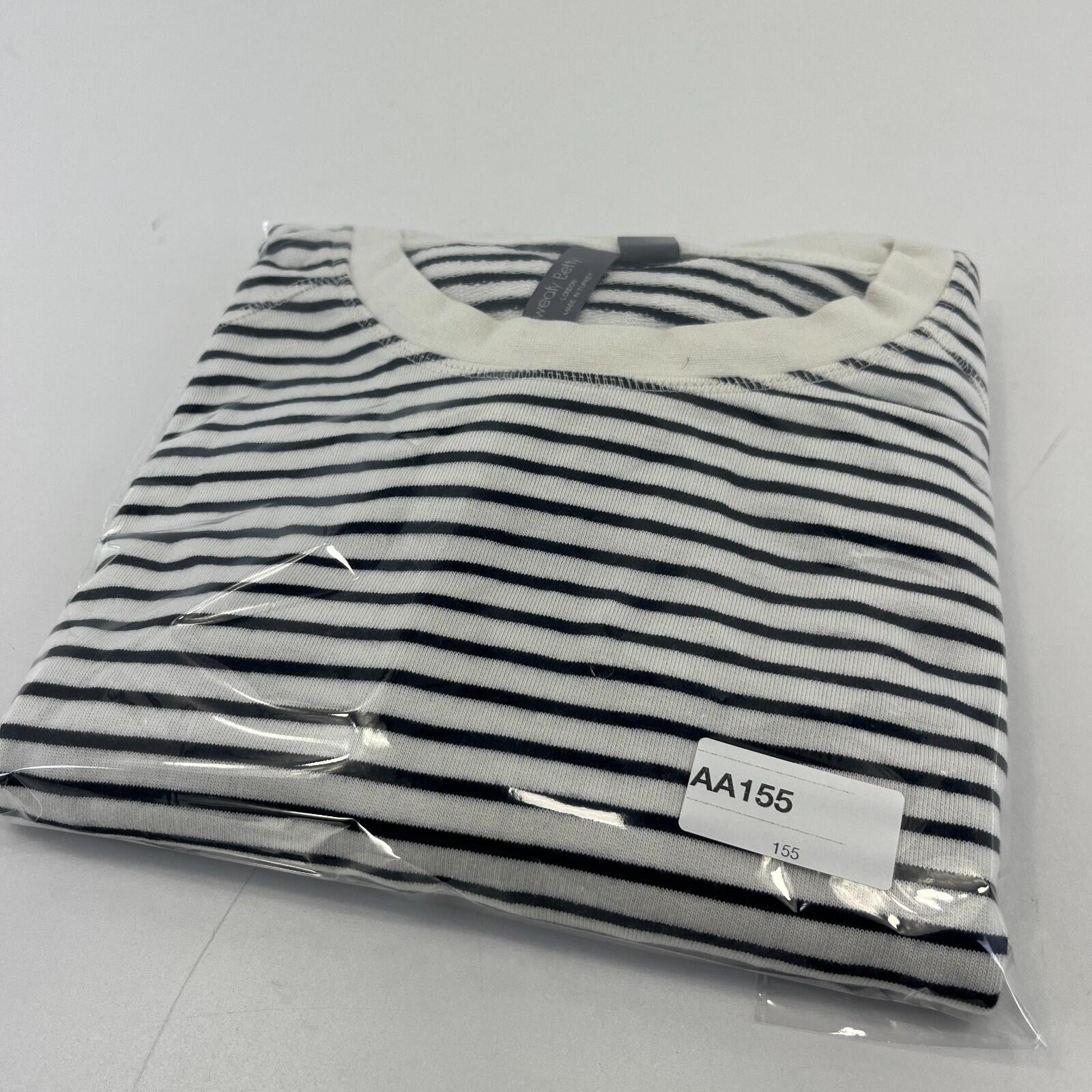 Sweaty Betty After Class Crop Sweatshirt White with Black Stripes  size Medium