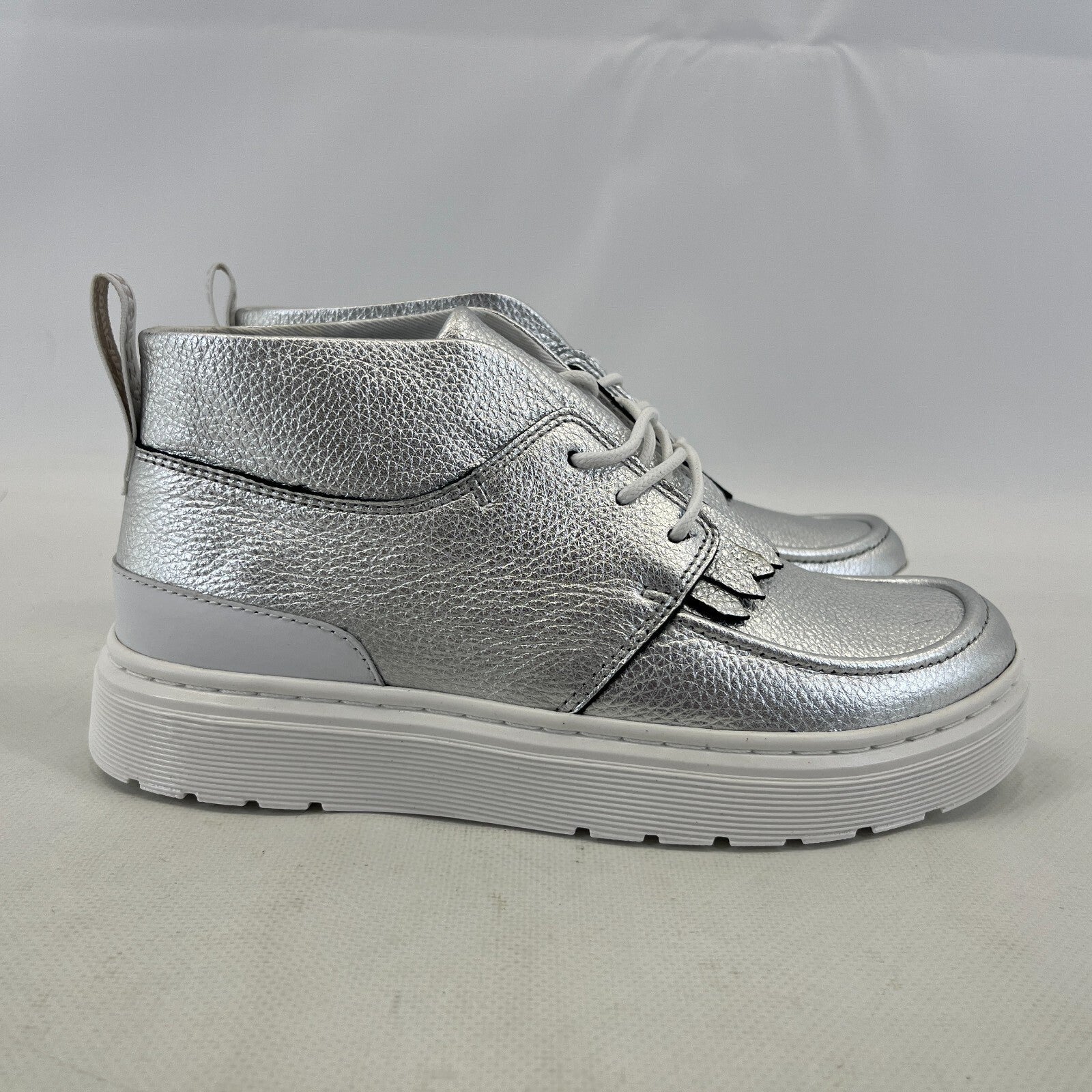 Dr Martens Jemima Silver & White Leather Kiltie Chukka Boots Shoes Womens UK 4