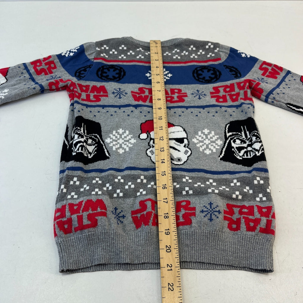 Star Wars Pullover Jumper Grey Crew Neck Fair Isle Long Sleeve Kids size 9 Years