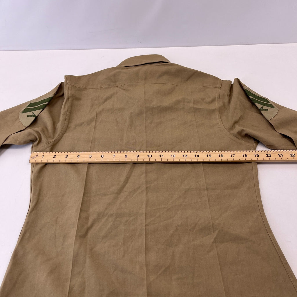 Vintage American Army Military Long Sleeve Shirt Khaki Brown size M