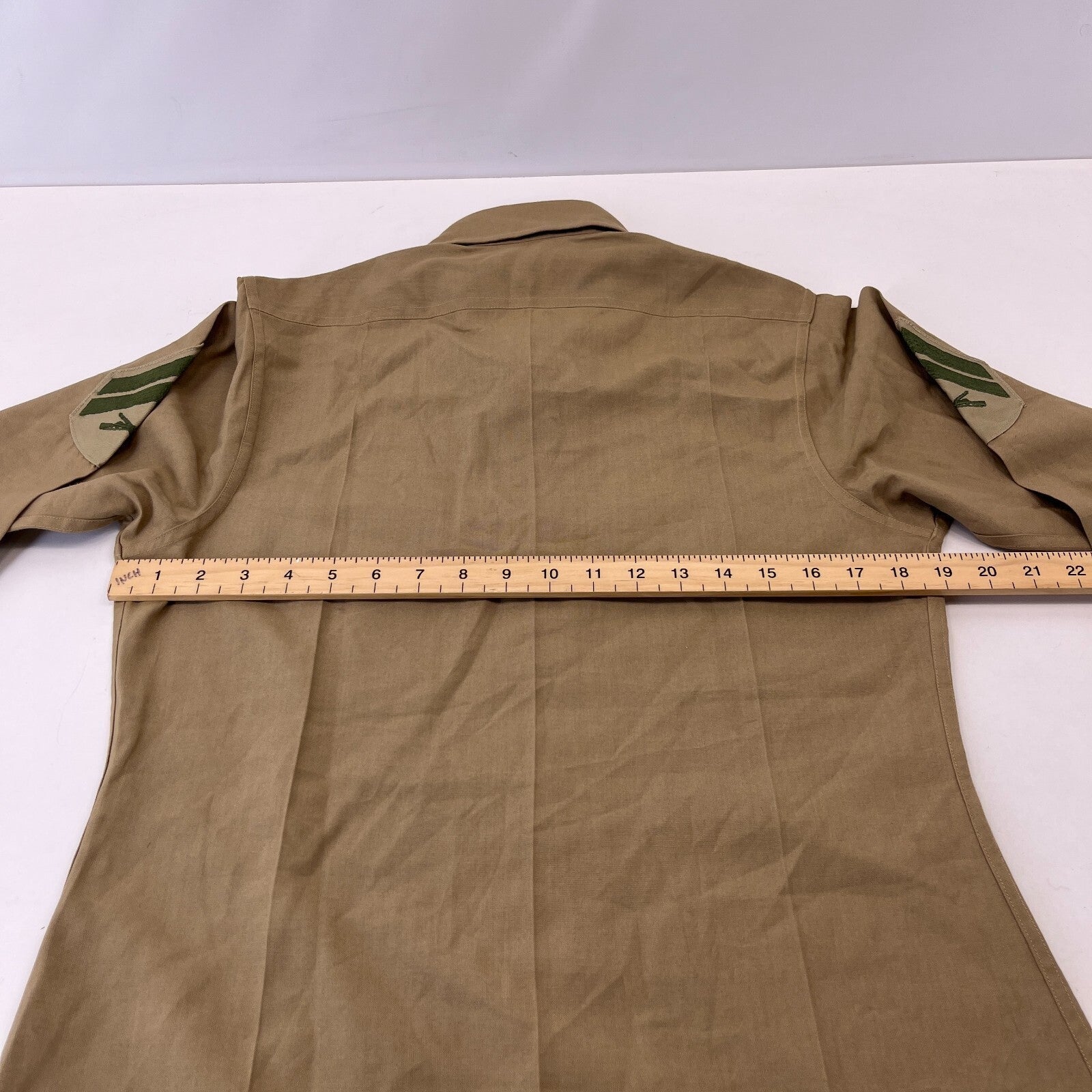 Vintage American Army Military Long Sleeve Shirt Khaki Brown size M