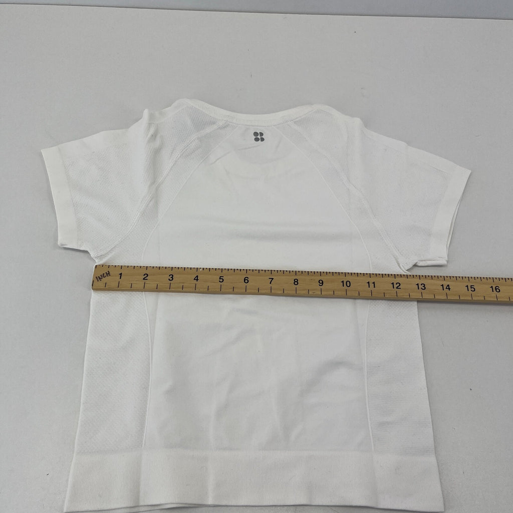 Sweaty Betty Athlete Seamless Cropped T-Shirt White UK XS Near Mint - Gym Yoga