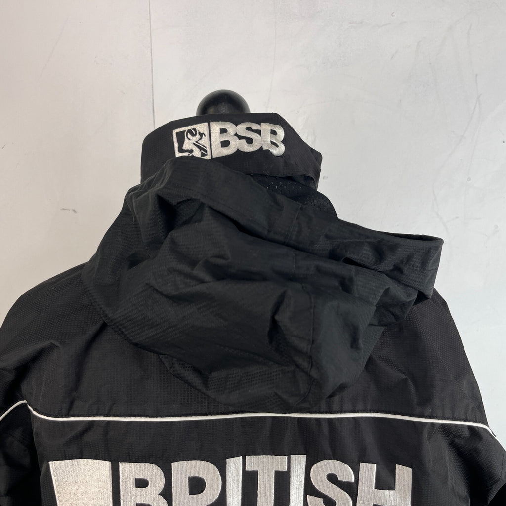 Men's British Superbikes Jacket Black Waterproof Coat with Stow Hood size 2XL