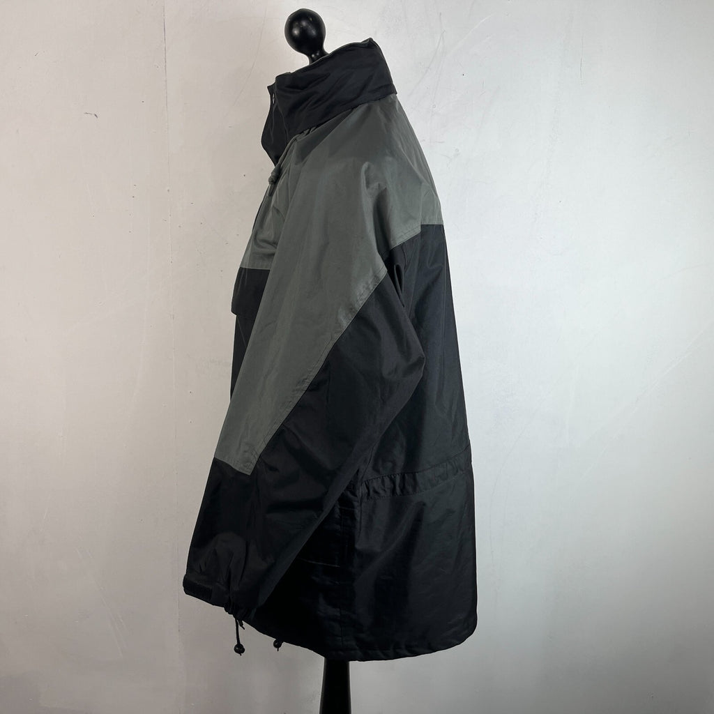 Trojan Men's Waterproof Raincoat Jacket with Hood size Medium Black & Grey