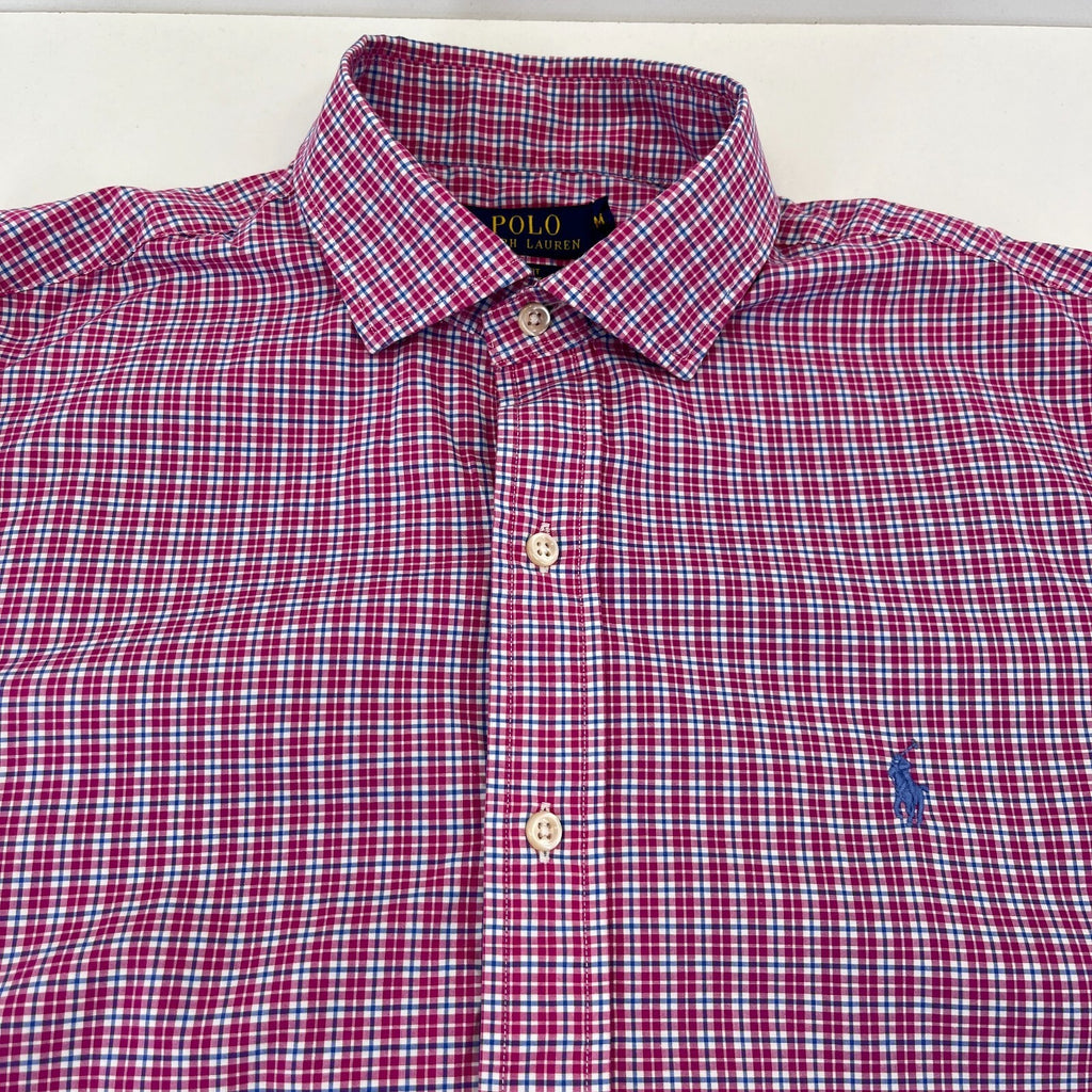 Polo Ralph Lauren Shirt Mens size M Red Check Cotton Button Up RL Pony