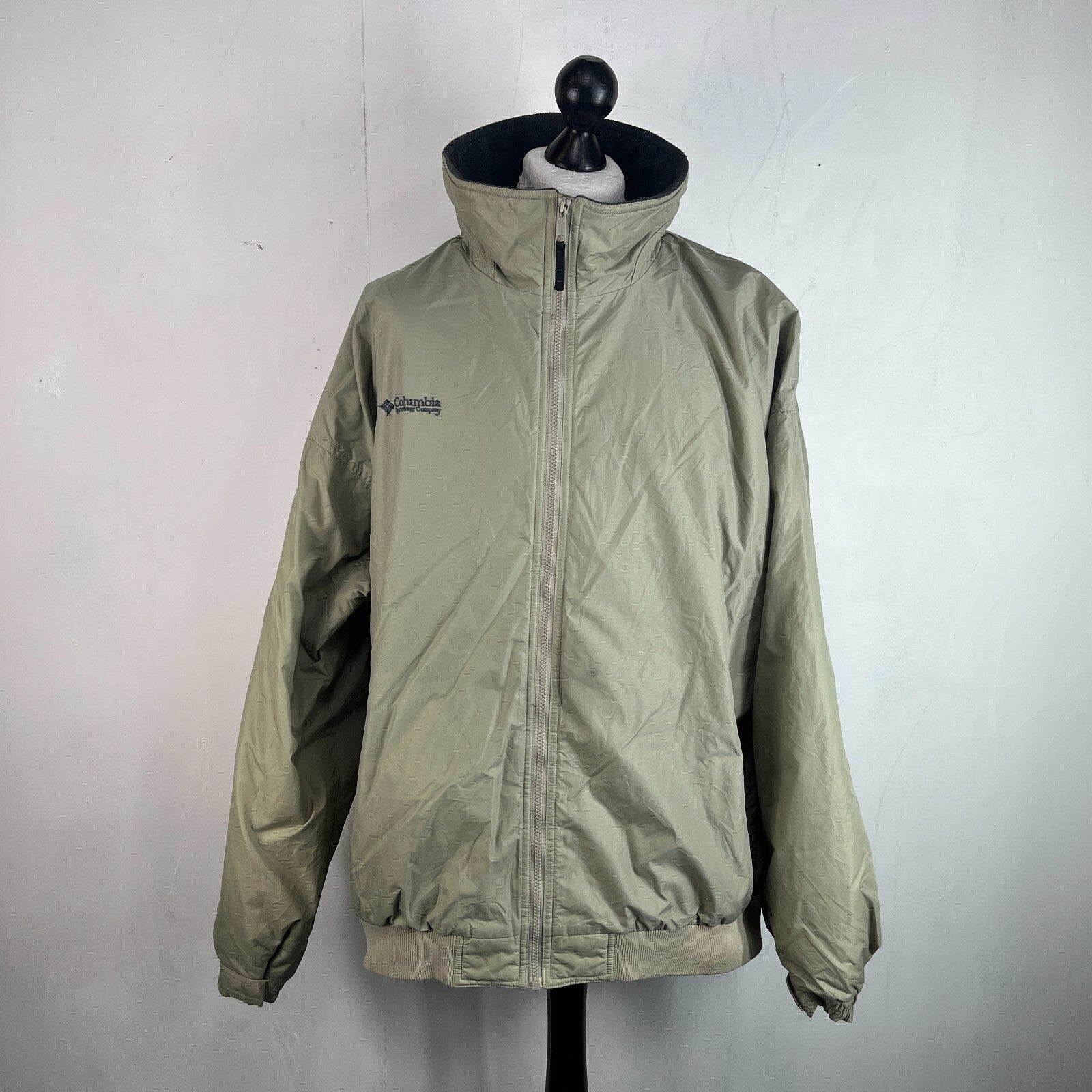 Columbia Men's Bomber Jacket Beige Fleece Lined Warm Casual US size 2XL - UK 3XL