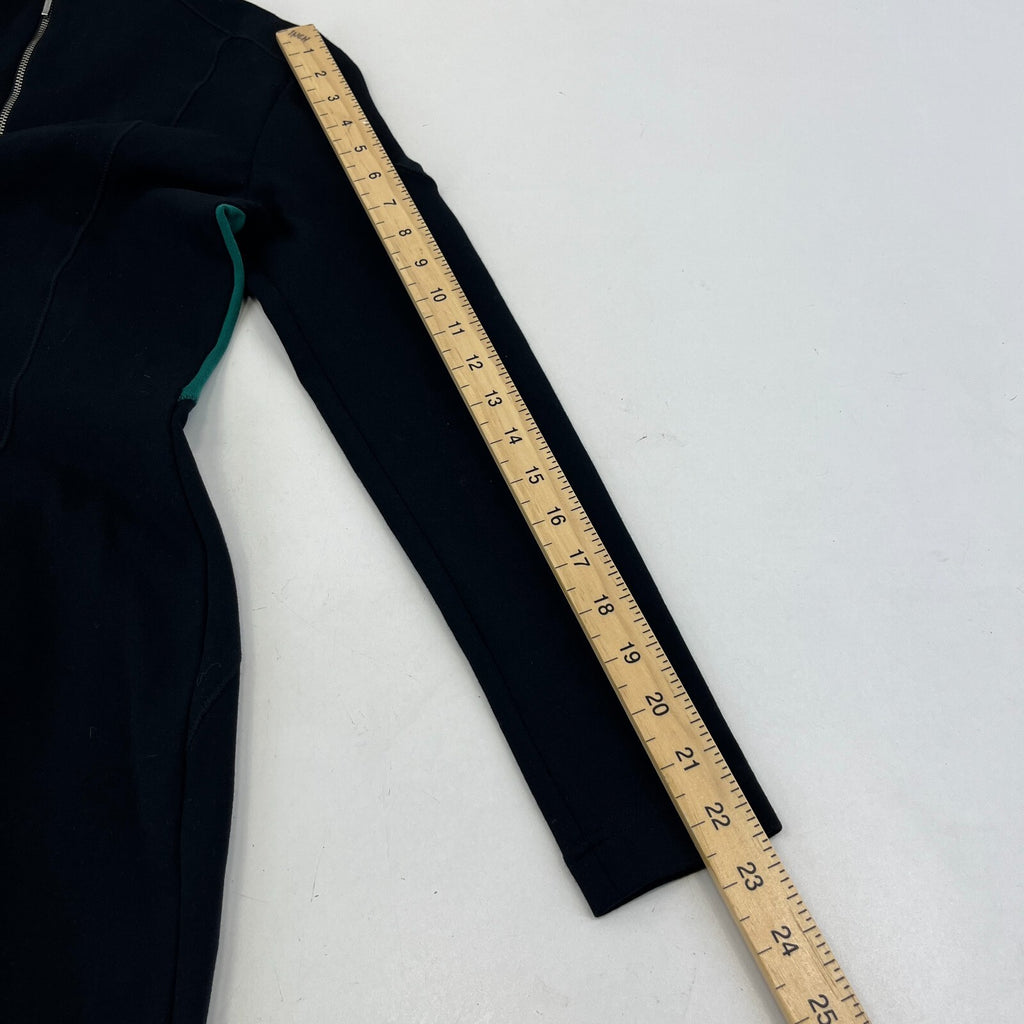 Barbour International Mica Black & Green Long Sleeve Midi Dress UK 12 Stretchy