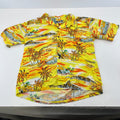 Boston Mens Yellow Hawaiian Shirt Designer Holiday Short Sleeve size M