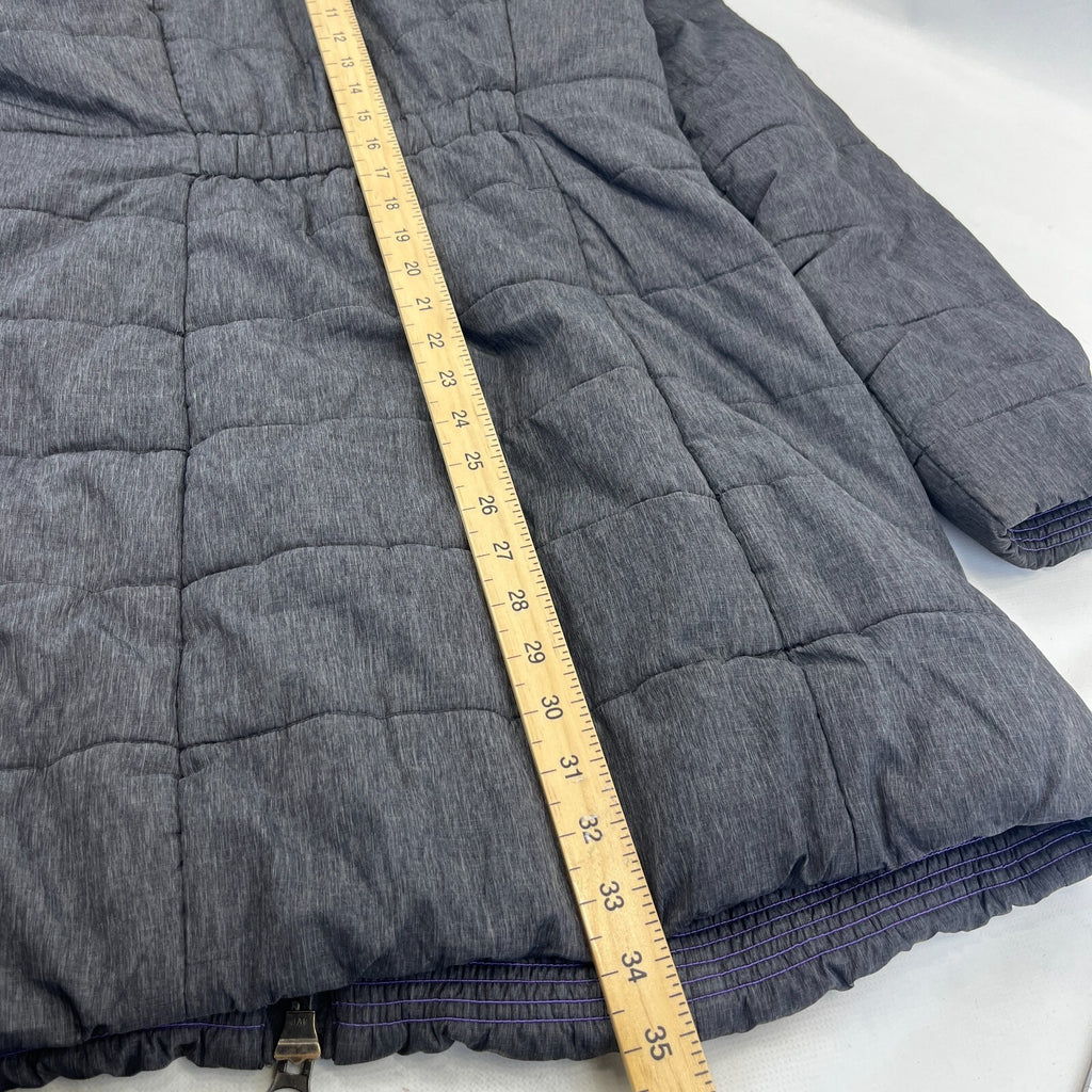 Superdry Mountain Co Mid Faux Fur Puffer - Size XL Grey Hooded  Coat