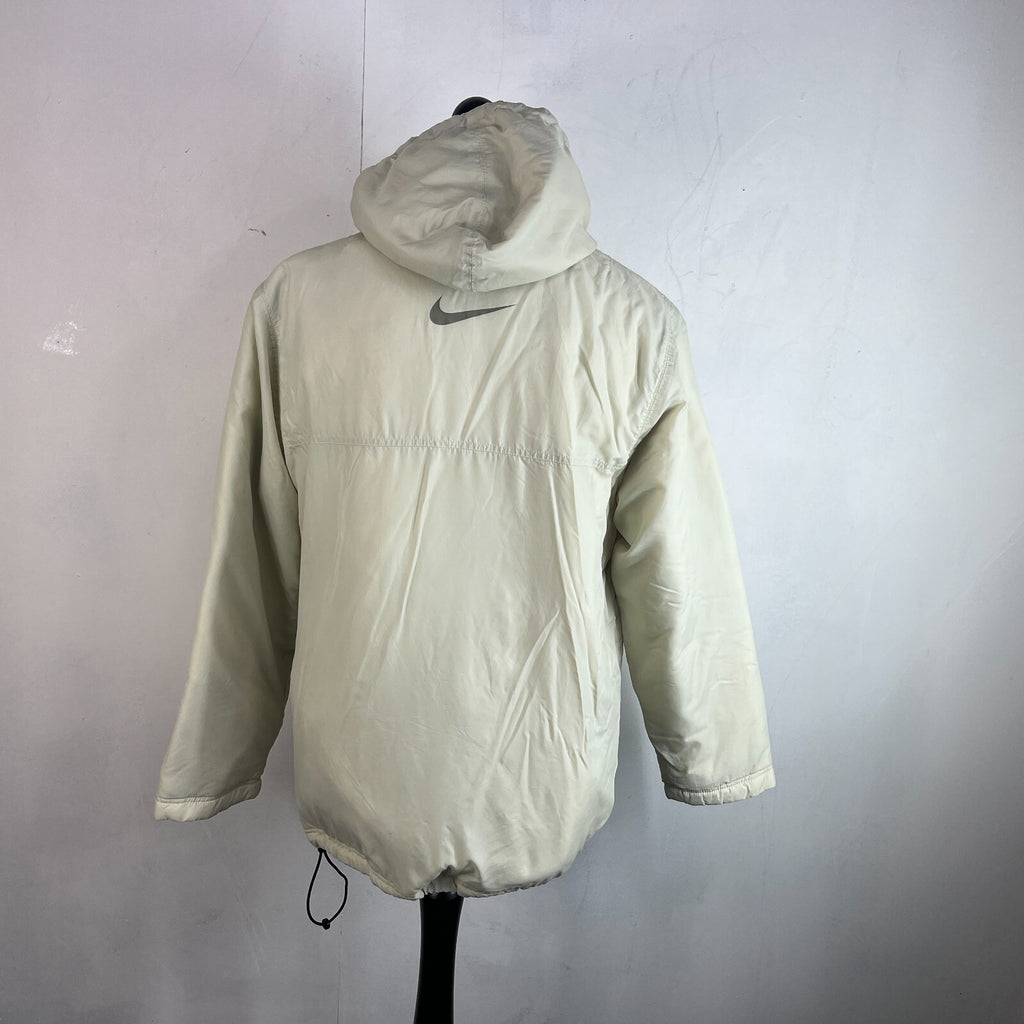 Nike Jacket Men's Quilt Lined Insulated Coat with Removable hood in Cream size M