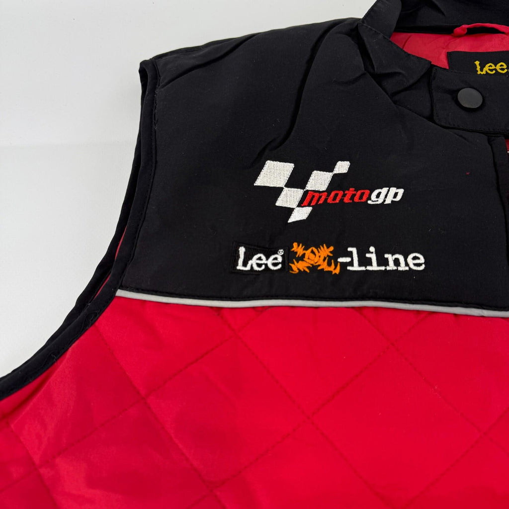 LEE MotoGP Bodywarmer Quilted Gilet with Embroidered Logos size S in Black/Red