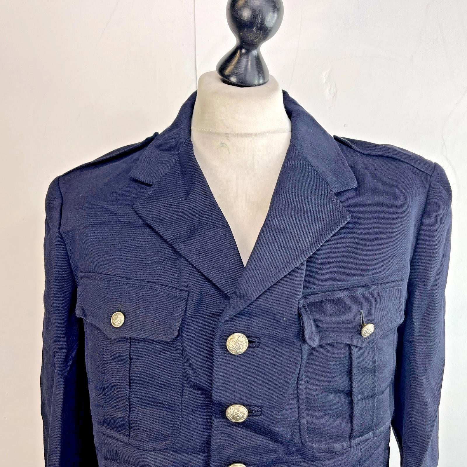 Vintage French Military Dress Uniform Blazer Jacket in Black size Large