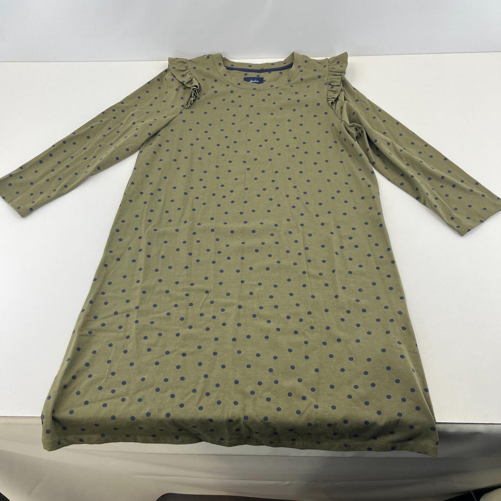 Joules Khaki Green 3/4 Sleeve Casual Dress size 14 Polka Dot
