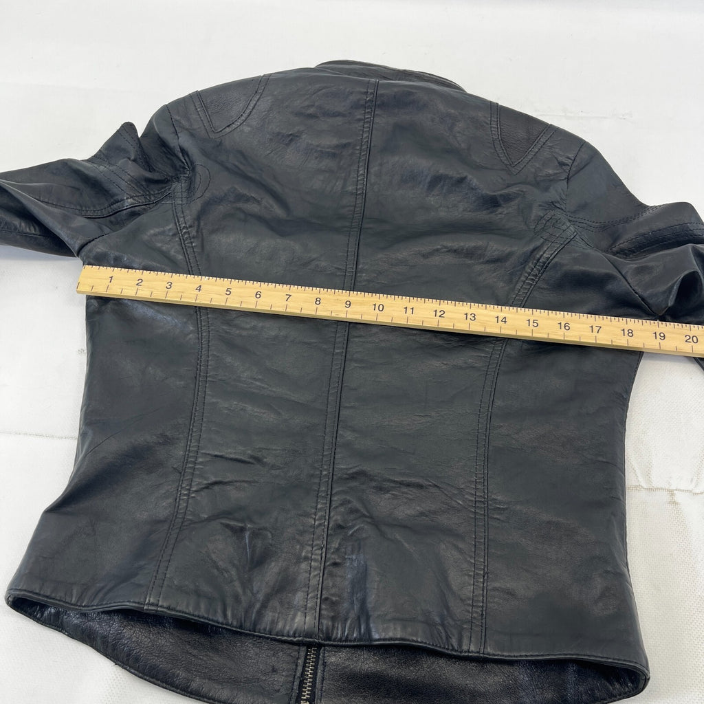 Aviatrix Women's Real Leather Biker Jacket in Black size M