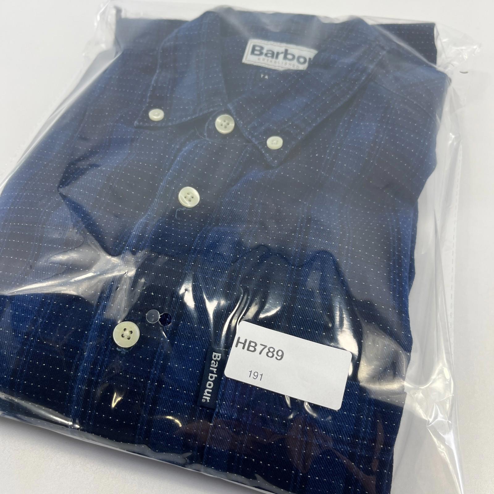 Barbour Men's Blue Check Flannel Shirt Button Up Long Sleeve - UK size M
