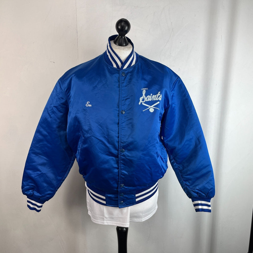 Genuine Saints Men's Baseball Jacket Bomber Top Metallic Blue size XL