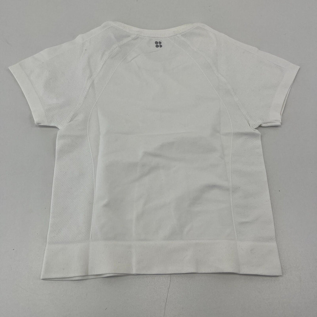 Sweaty Betty Athlete Seamless Cropped T-Shirt White UK XS Near Mint - Gym Yoga