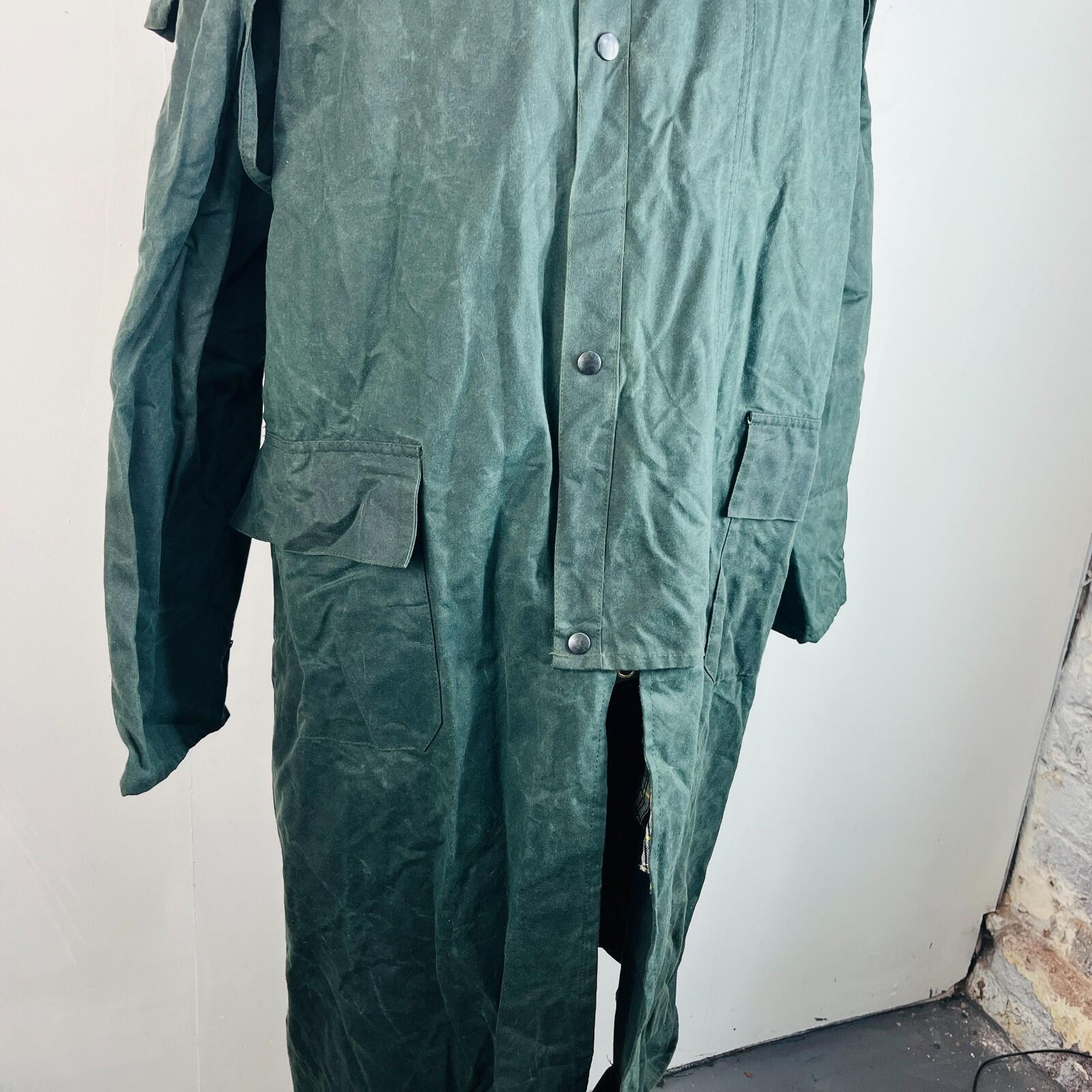 Chiori Women's Waxed Cotton Stockman Weather Jacket Green Long Riding Coat UK XL