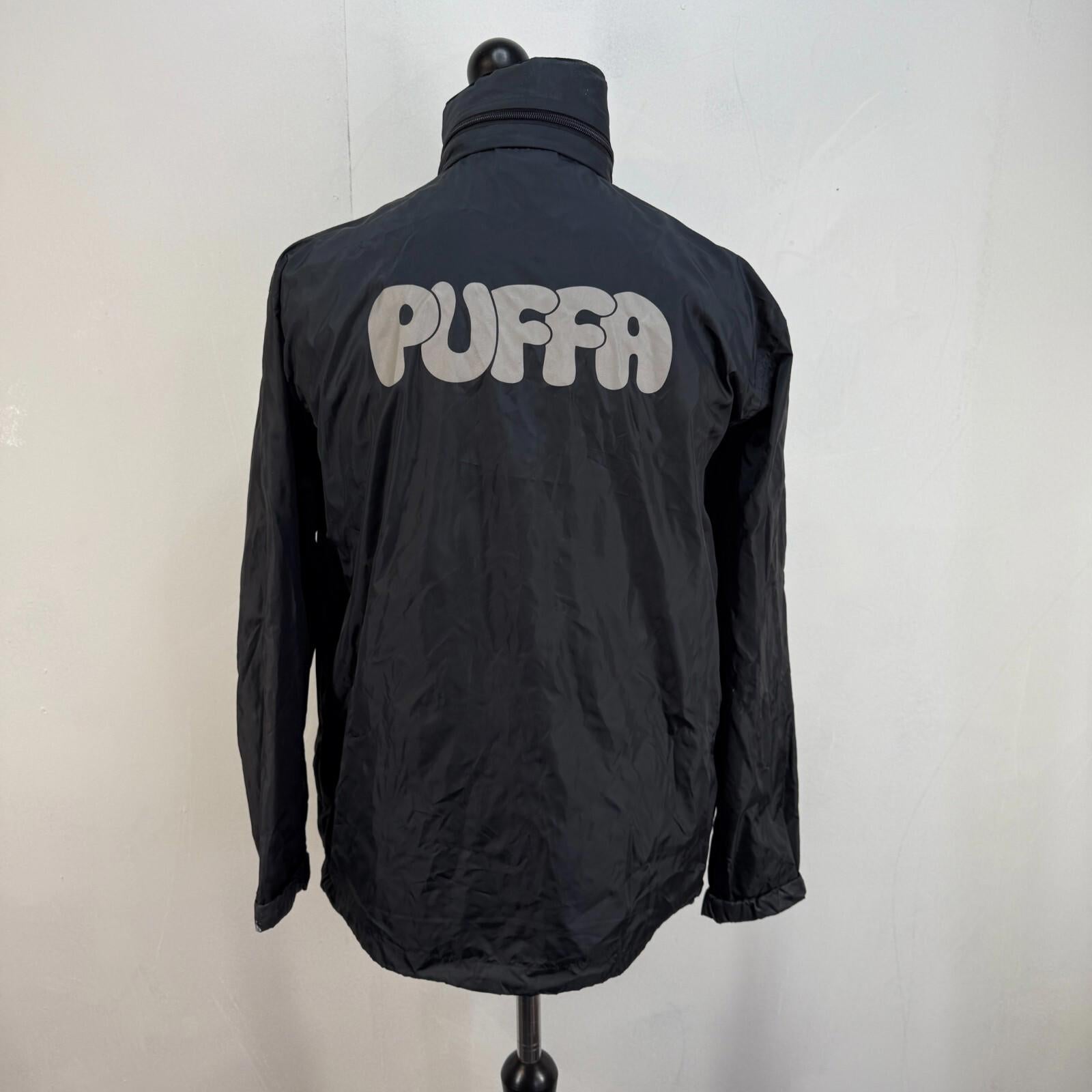 Original Puffa Pack-Away Jacket Pack-a-Mac with Stow-Hood Black size Medium