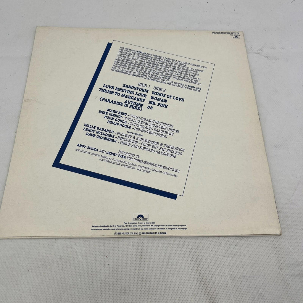 Level 42  The Early Tapes July/Aug 1980 SPELP 28 UK Reissue VG+