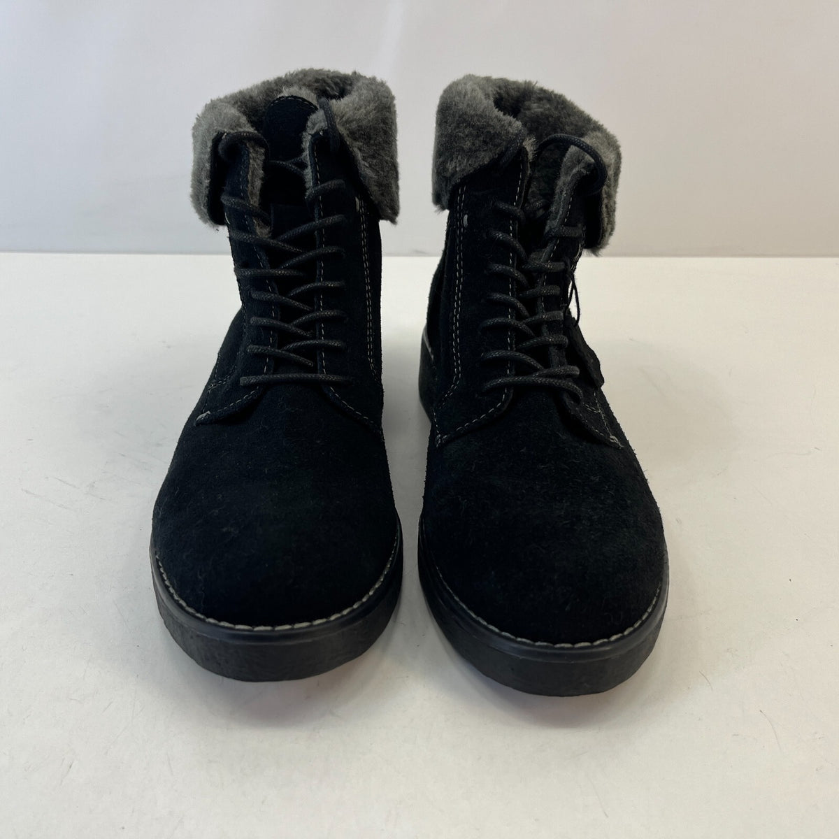 M&S Footglove Wide Fit Suede Leather Ankle Boots w/ Fur Collar UK 4.5 RRP £65.00