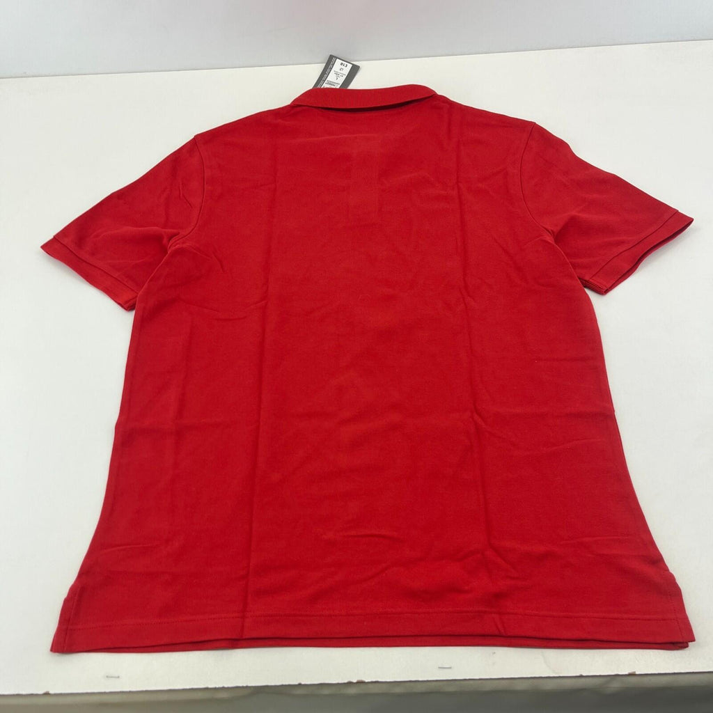M&S Mens Red Short Sleeve 100% Cotton Polo Shirt Top size Large Regular Fit