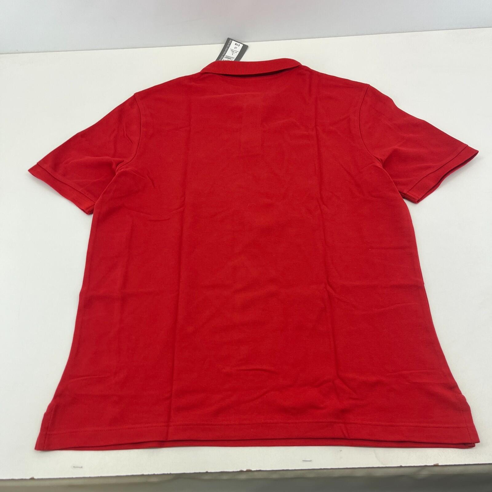 M&S Mens Red Short Sleeve 100% Cotton Polo Shirt Top size Large Regular Fit