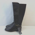 M&S Ladies Faux Leather Almond Toe Zip Calf Boots Dark Brown UK 6.5 EU 40 - New