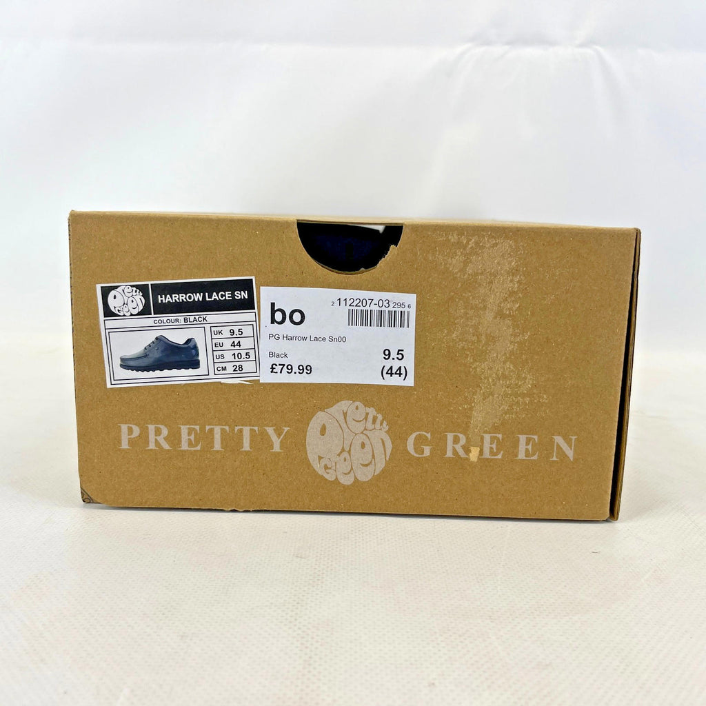 Pretty Green Harrow Lace Up Shoes Moccasin Loafers Men's Black Leather size 9.5