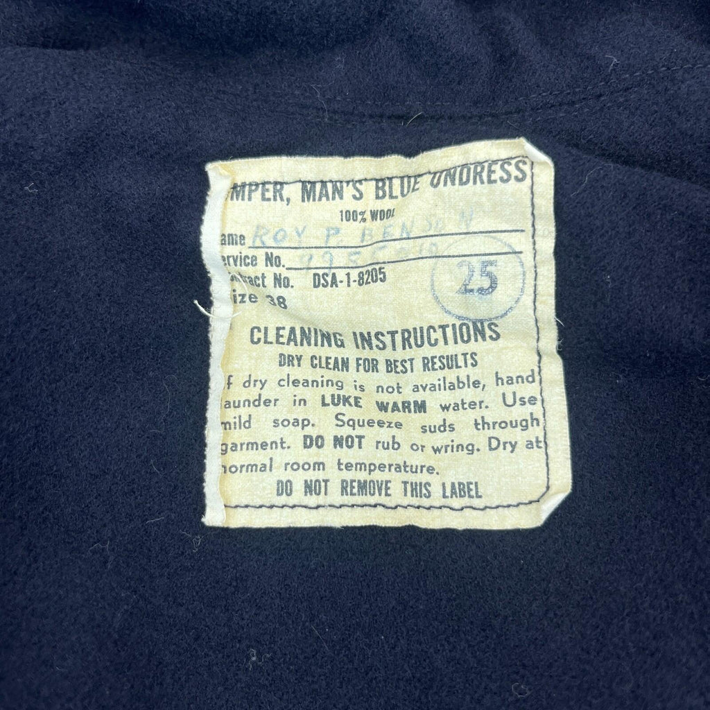 US Navy Mens Blue Undress Uniform Sailor Middy Jumper 100% Wool size 38 (Medium)
