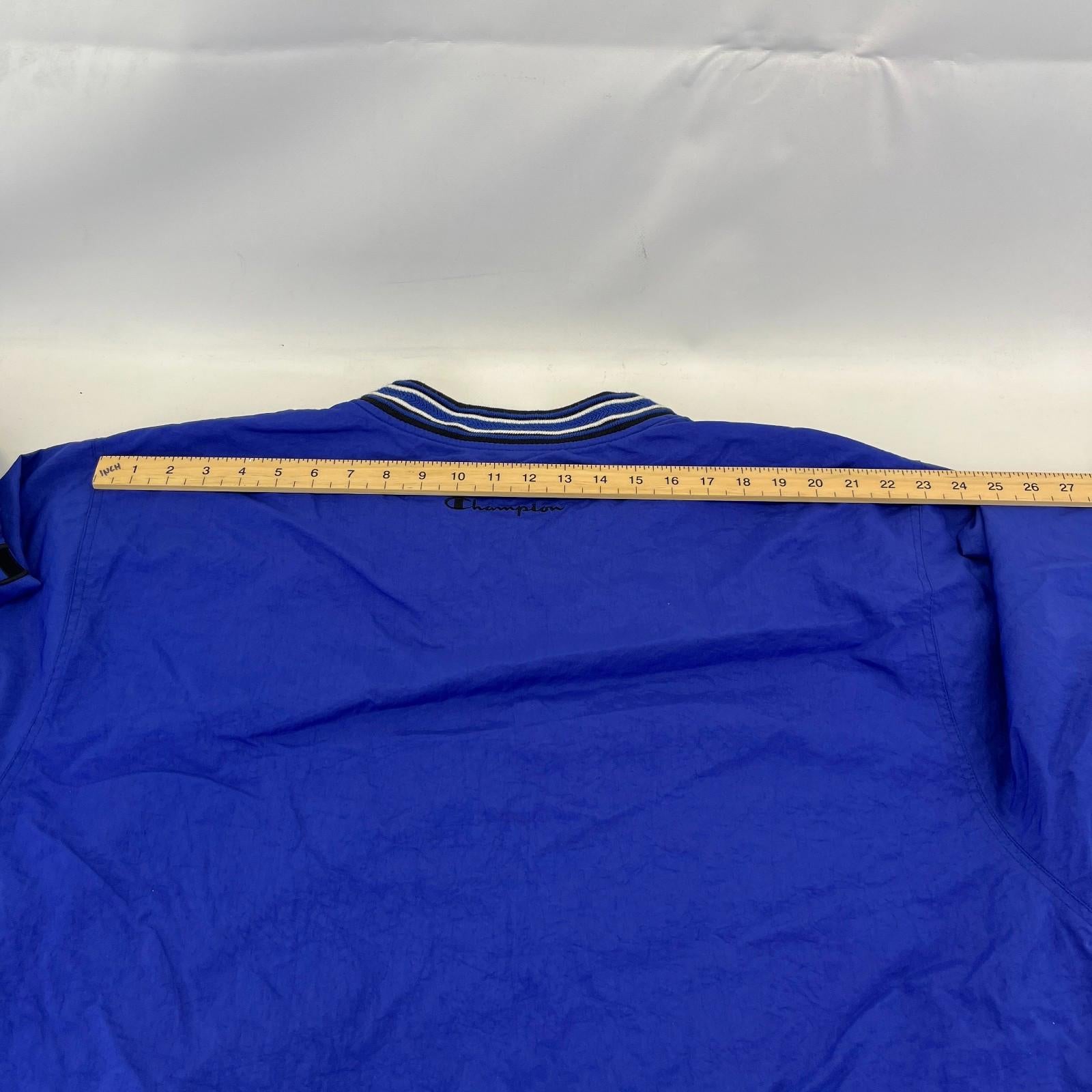 Champion Pullover Windbreaker Jacket Coat Oversized Large Blue with Embroidery