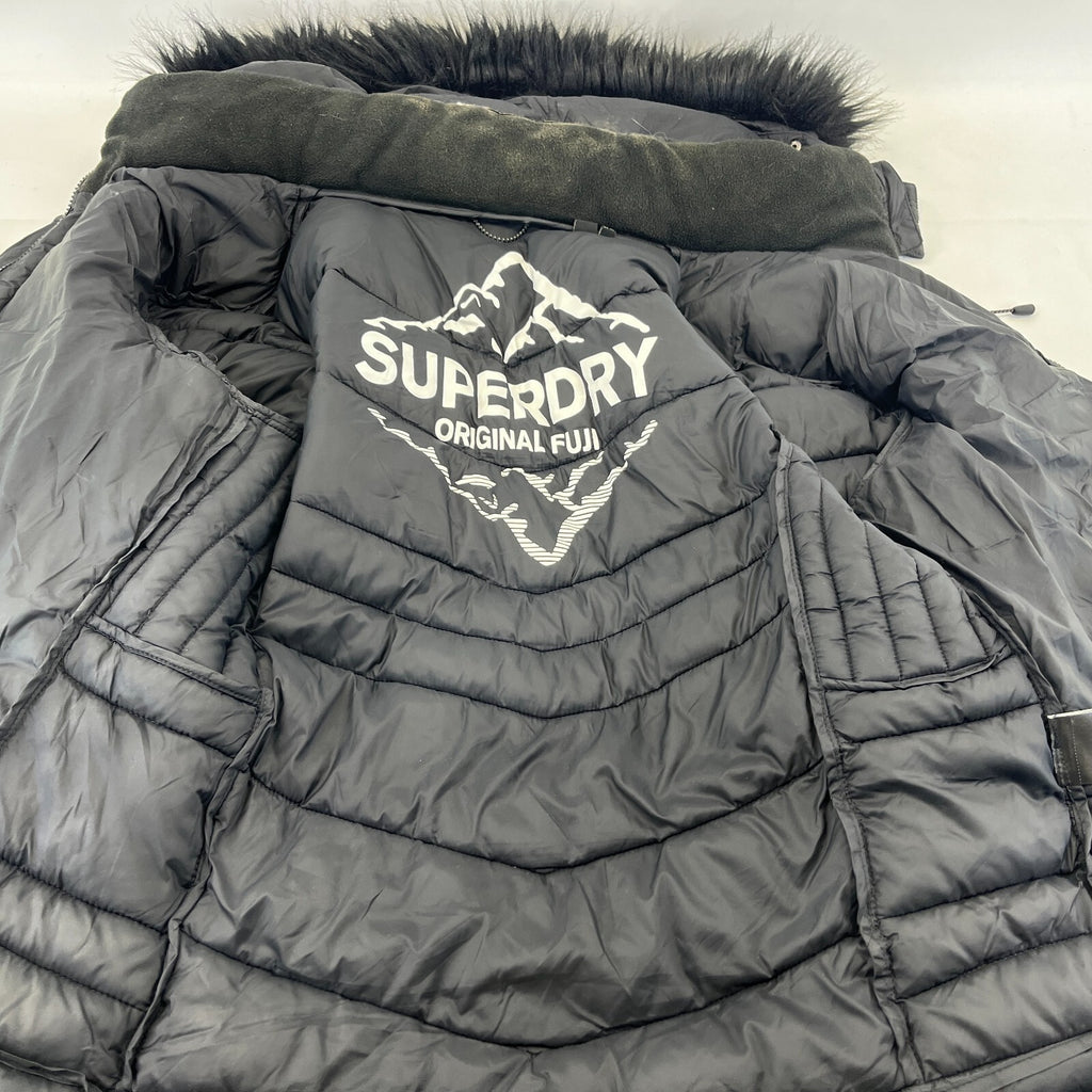 Superdry Original Fuji Puffer Jacket Women's Black Hooded UK size 18