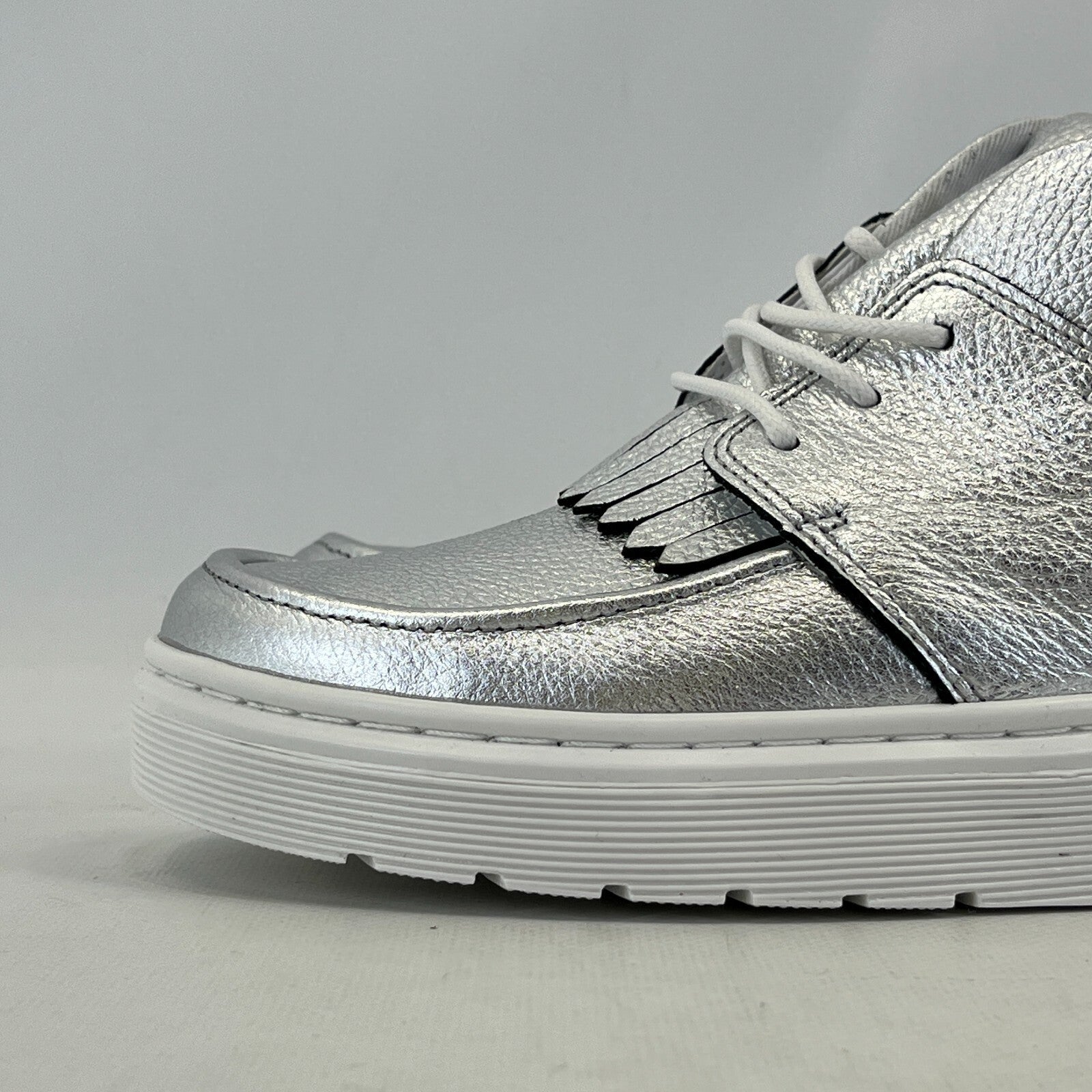 Dr Martens Jemima Silver & White Leather Kiltie Chukka Boots Shoes Womens UK 4