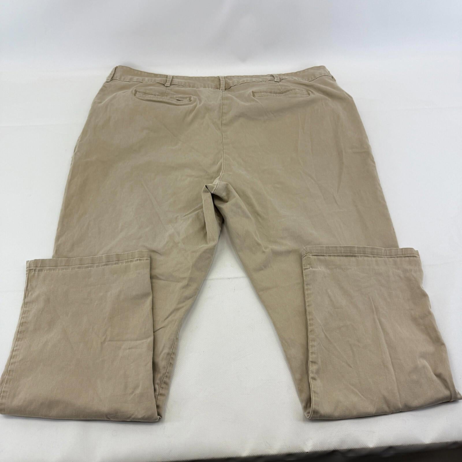 LEE Chino Trousers Cotton Blend Beige Relaxed Straight Leg Mid Rise size 22