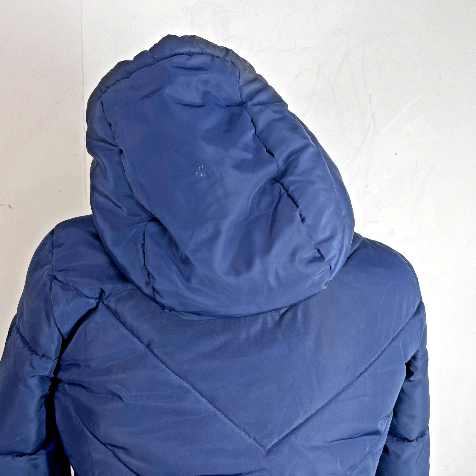 Superdry Navy Blue & Green Puffer Jacket with Hood size XS