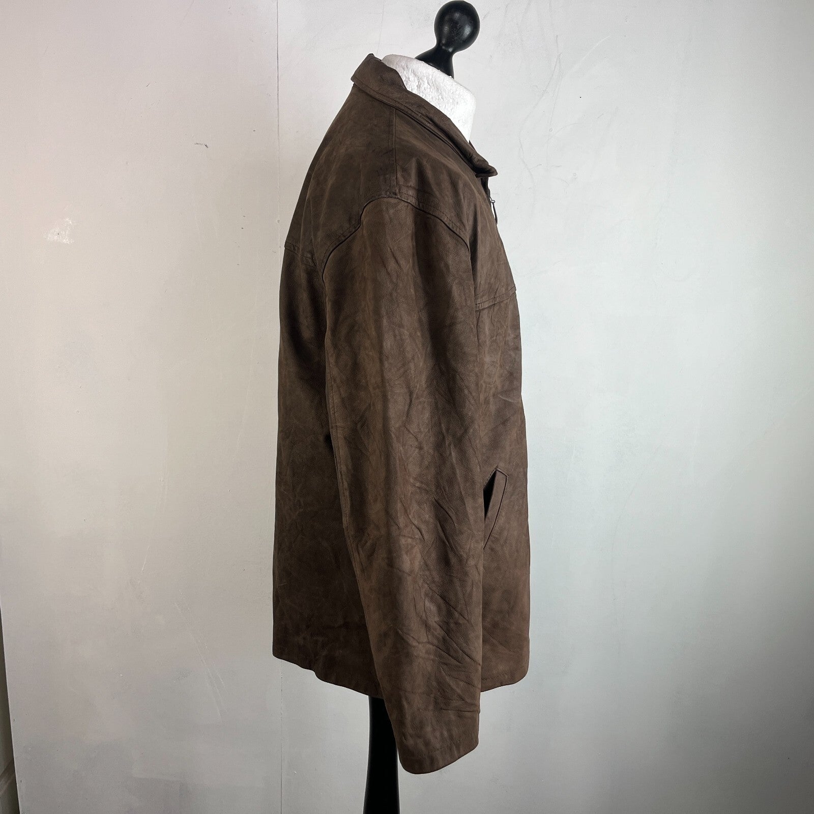 Chevignon Brown Soft Leather Jacket Men's size Large Mid Length