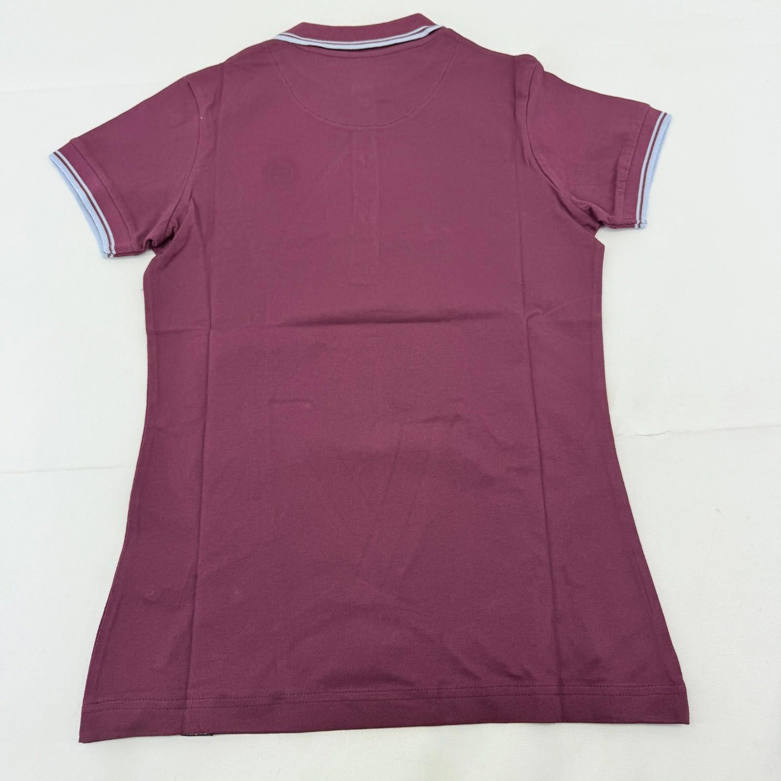 Trojan Records Women's Short Sleeve Polo Shirt in Burgundy Maroon Red size 8
