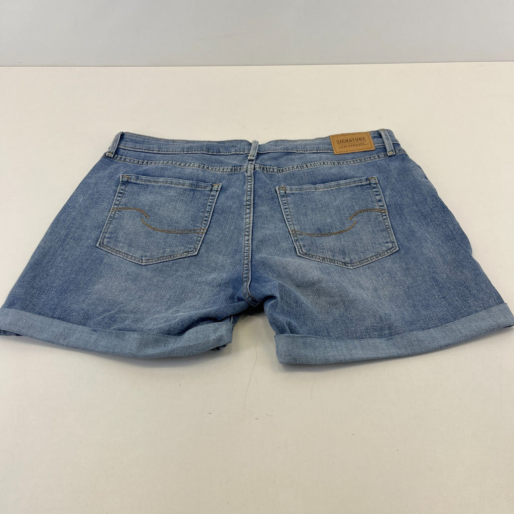 Signature Levi Strauss Co Mens Mid Blue Denim Shorts W32" Cotton Casual Fit