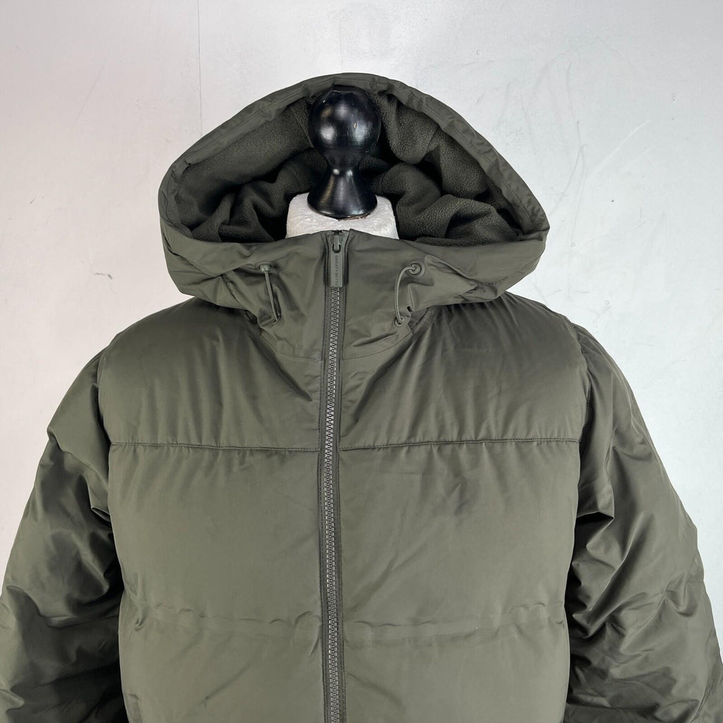 Sweaty Betty Nimbus Mid Waterproof Down Puffer Coat Hooded Large/14 Olive Green