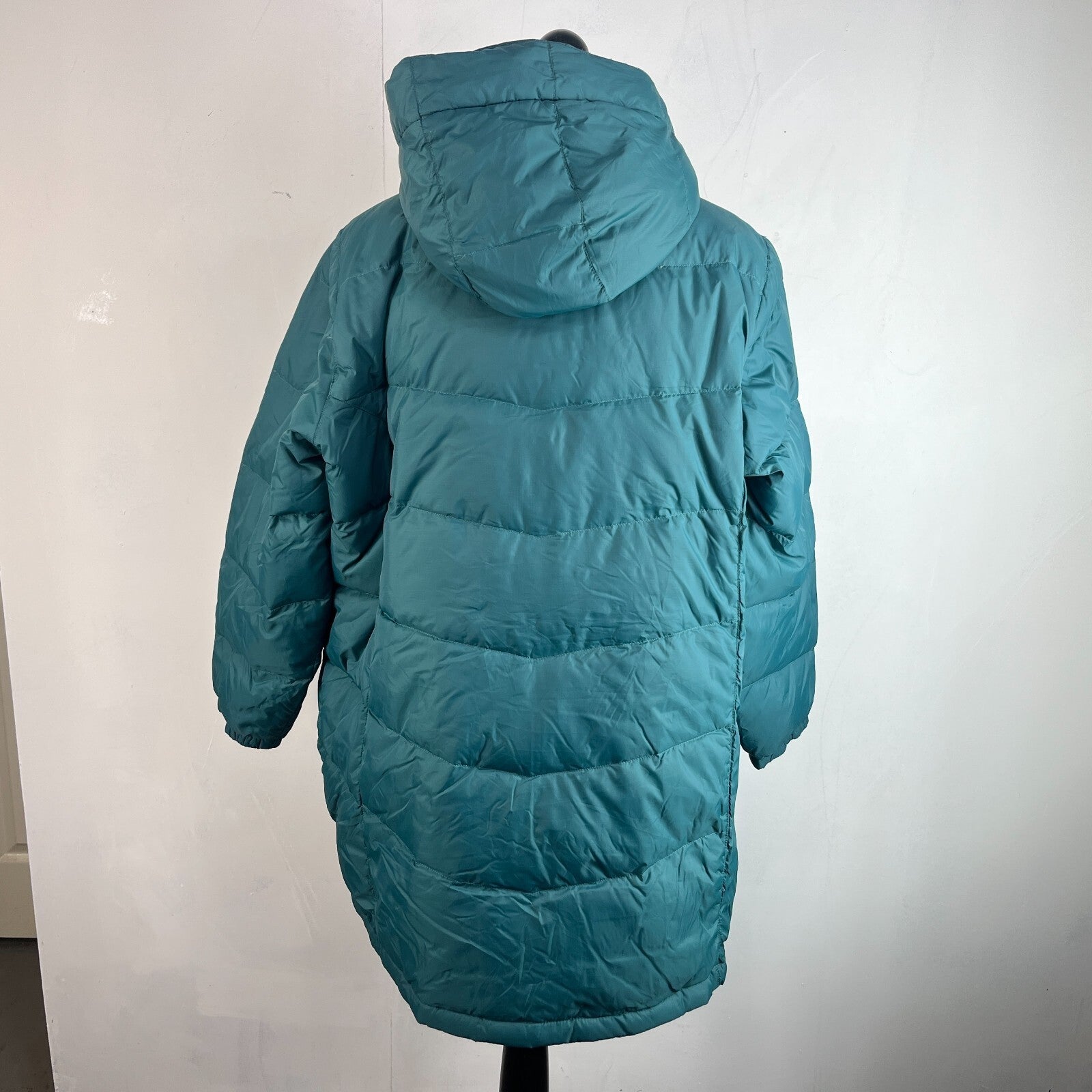 L L Bean Puffer Coat Women's Size 3XL (18) Green Hooded Goose Down Insulated