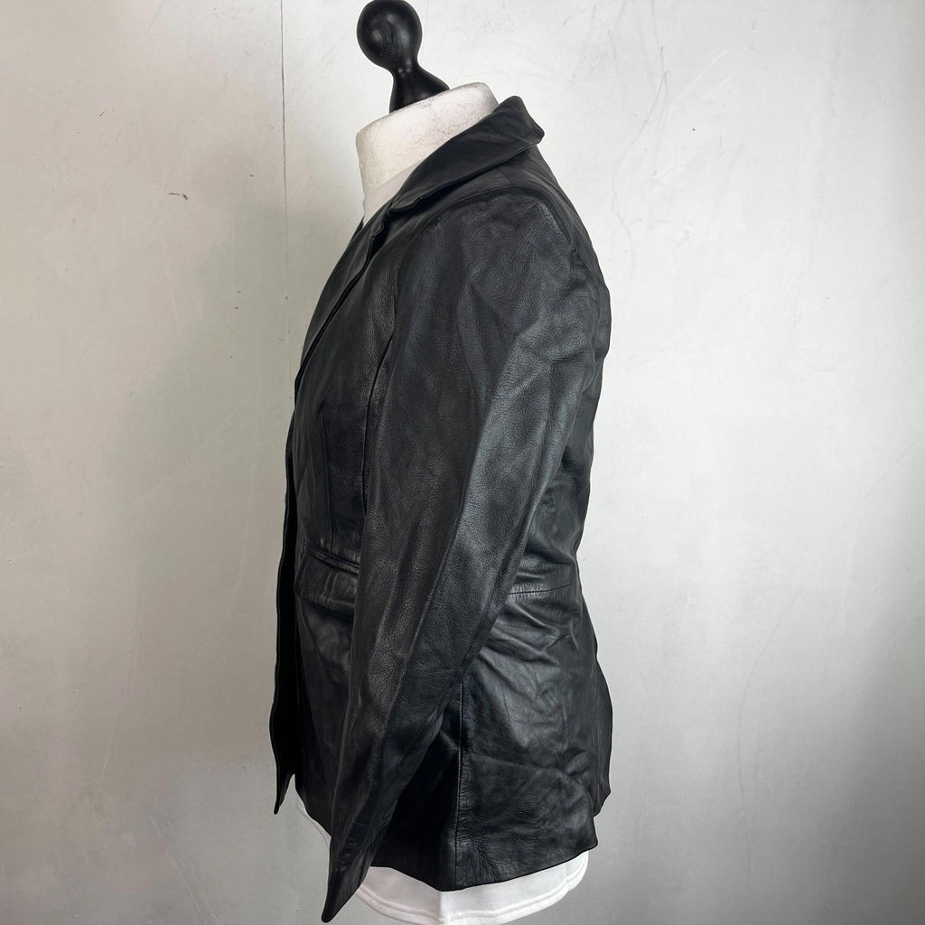Vintage Barneys Women’s Lamb's Leather Jacket Black size 14 Biker