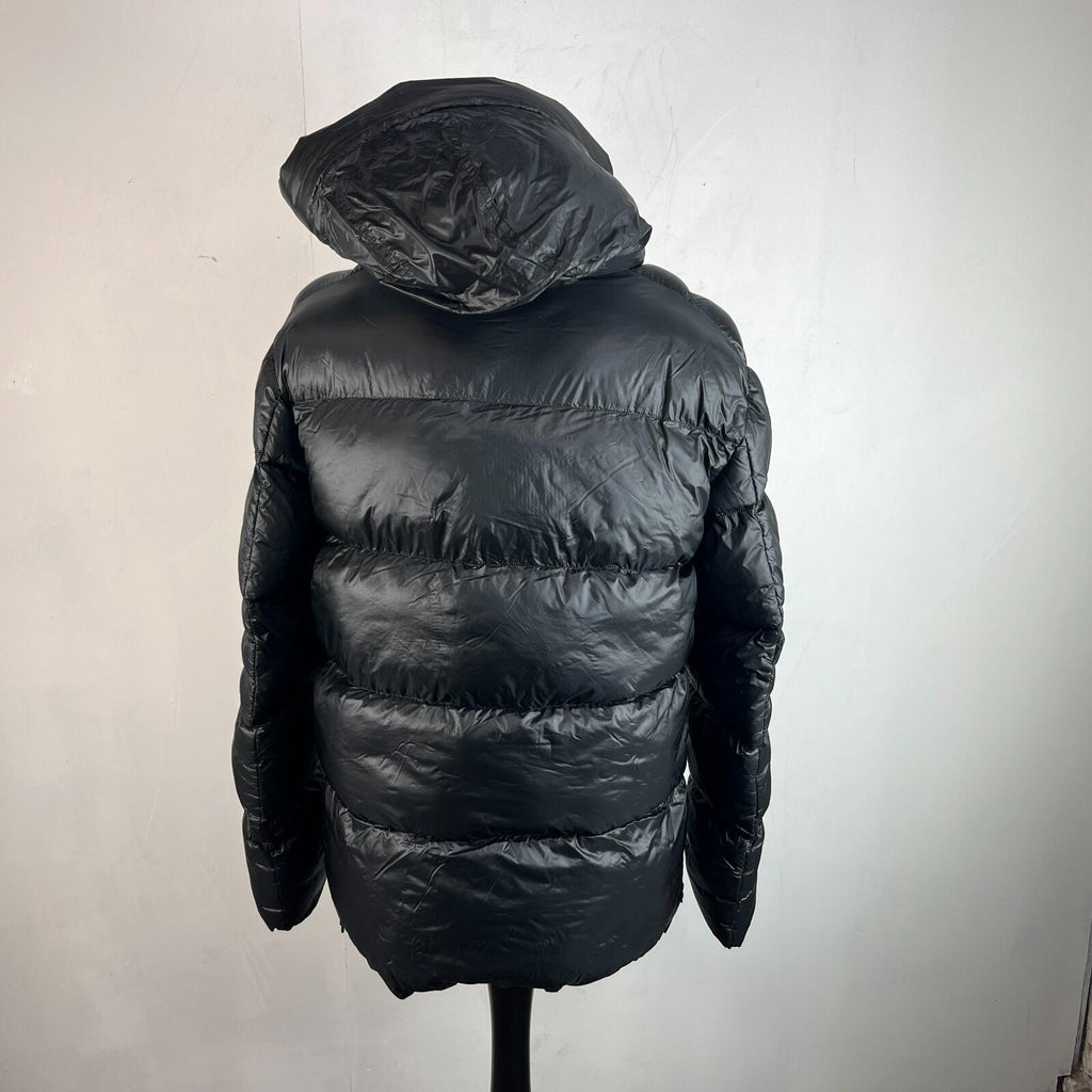 Mens Zavetti Canada Black Super Puffer Parka Jacket with Hood size Large