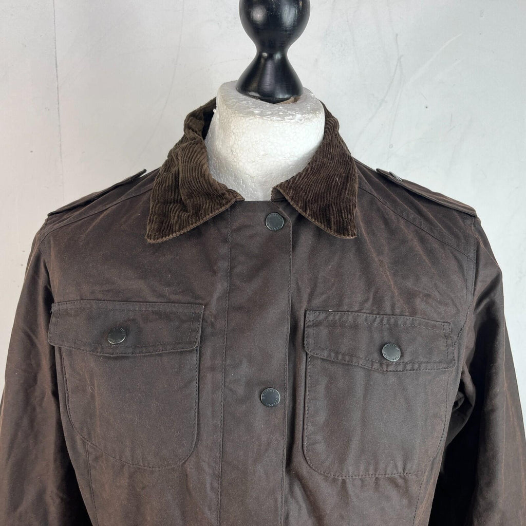 Crane Womens Waxed Cotton Jacket with a Belt Brown size Medium
