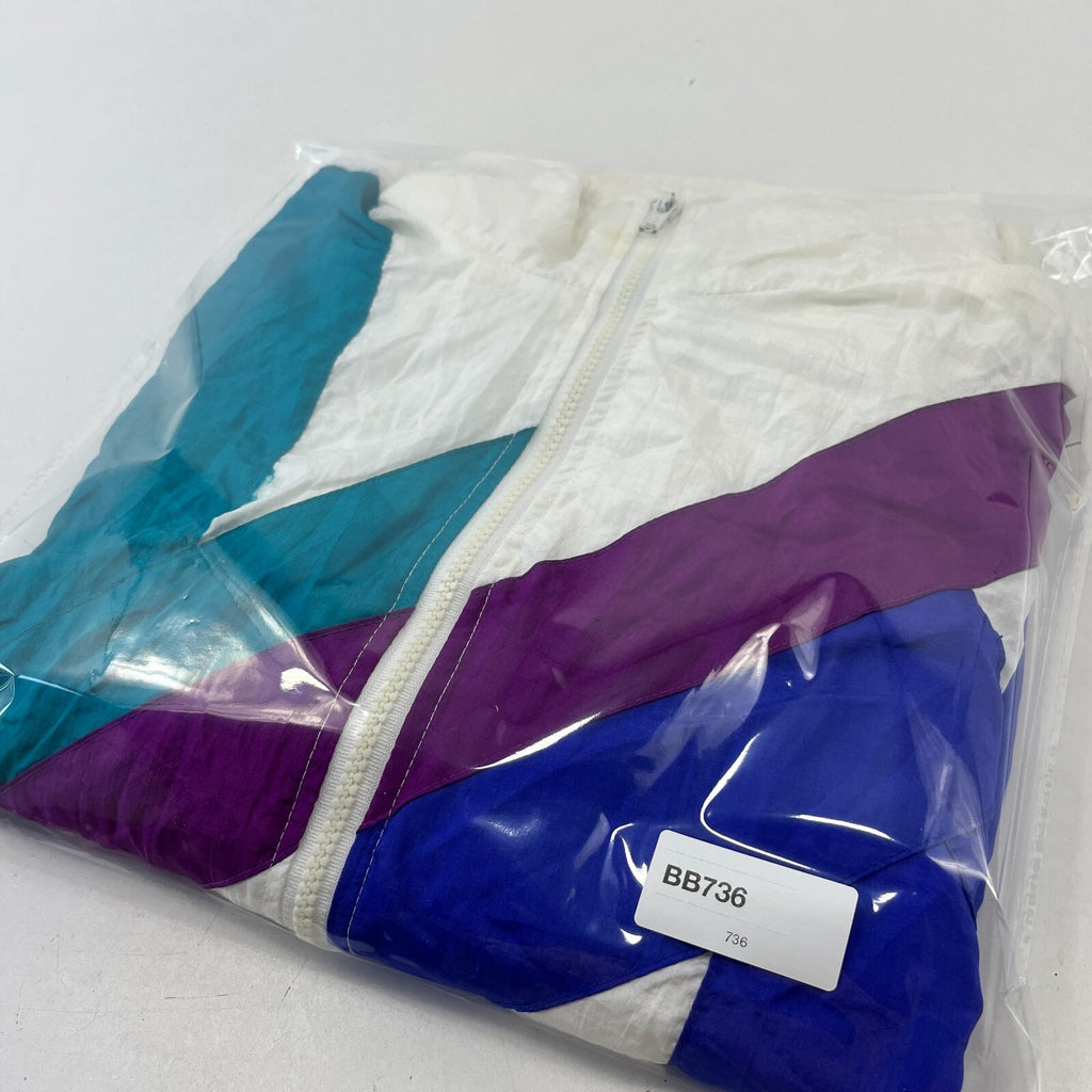 Vintage 80s Longstreet Missy Shell Suit Jacket White Colour Block size 2XL