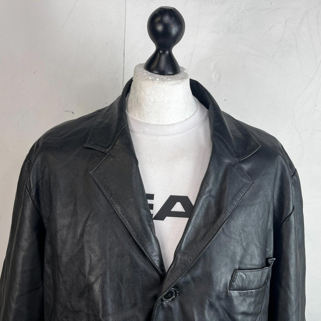 Calculus London Men's Soft Leather Jacket in Black size 2XL