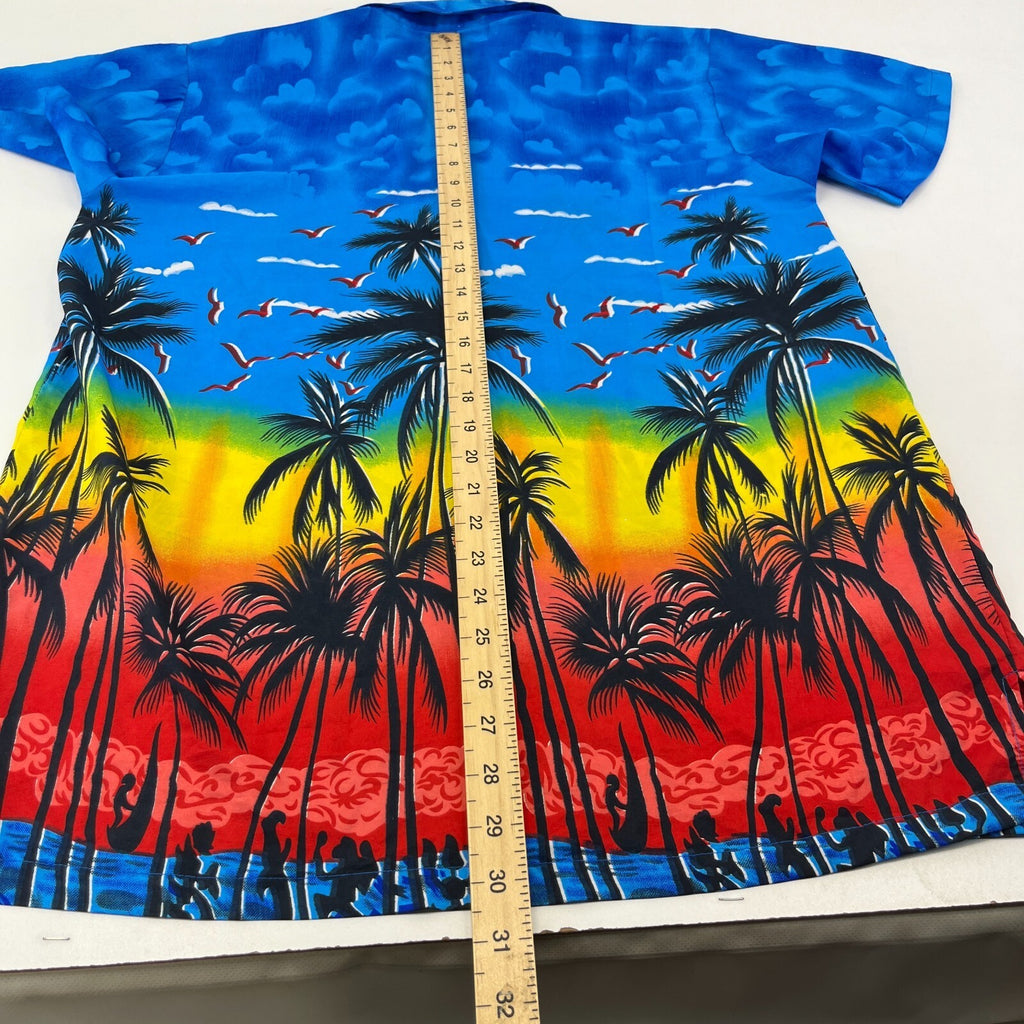 Loud Men's Multicolour Palm Hawaiian Shirt Designer Holiday Short Sleeve size L