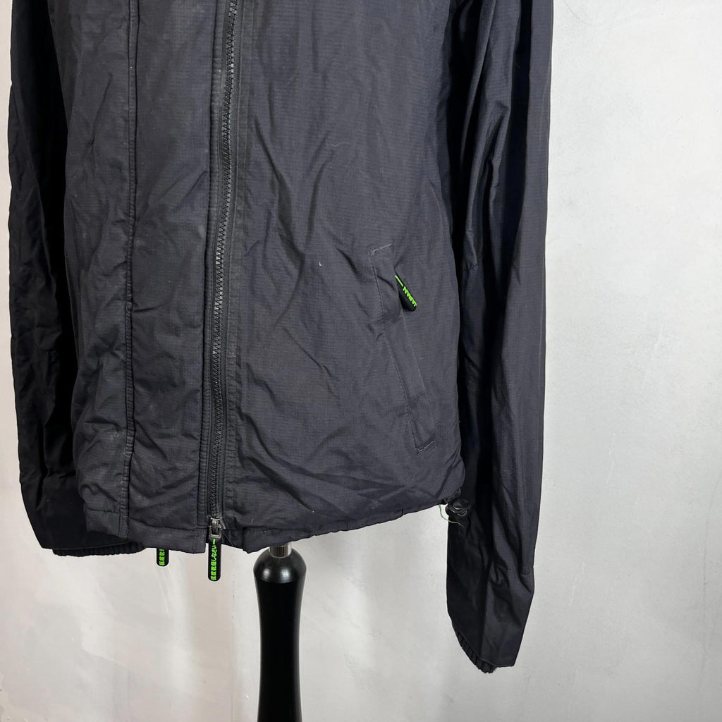SuperDry Original Windcheater Jacket in Black/Green size XL Hooded